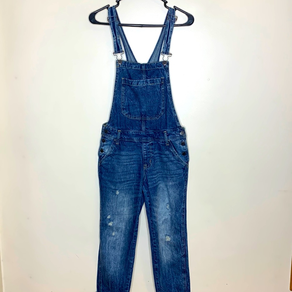Aeropostale | Dark Denim Adjustable Distressed Fitted Back Pocket Overall Size S